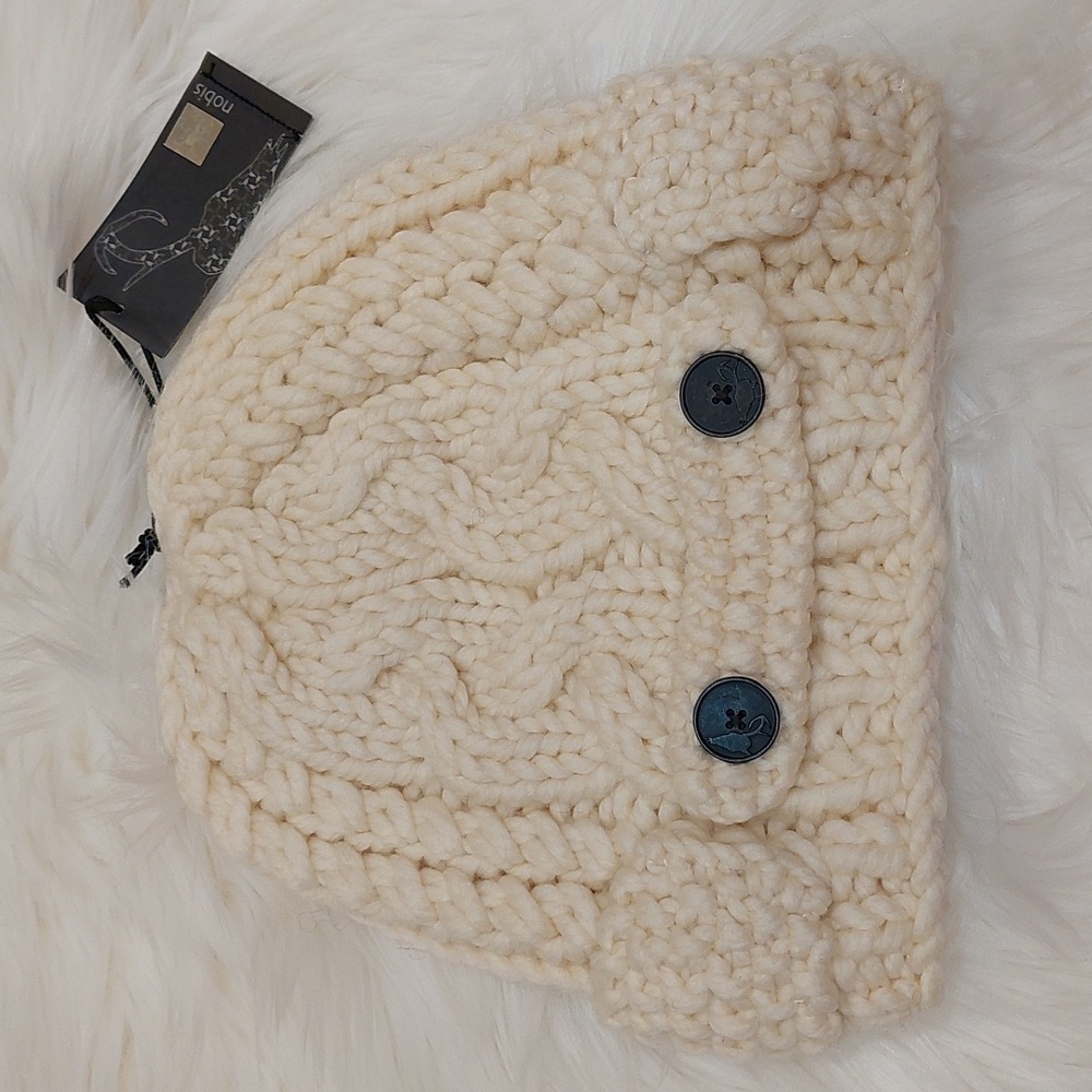 NEW Nobis Cream White Wool Beanie